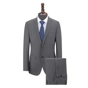 Classic Business Professional Men’s Woolen Single Breasted Suit Blazer Windproof & Anti-Static Grey
