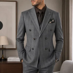 Classic Italian Style Men’s Double Breasted Wedding Blazer High Quality Professional Clothing Anti-Wrinkle Anti-Shrink