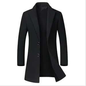 Classic Men’s Wool Overcoat Warm Winter Long Mens Trench Coat