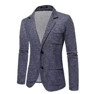 Classic Style Men’s Corduroy Knit Blazer Casual Coat Single Breasted Suit Jacket Anti Wrinkle Windproof