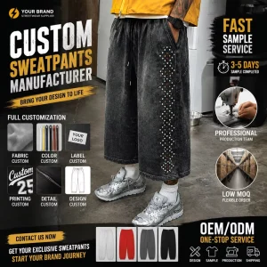 Clothing Manufacturer Custom Streetwear Vintage Cotton French Terry Rhinestone Oversized Acid Wash Jogger Sweat Shorts Men