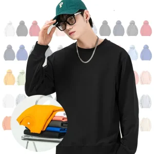 Clothing Manufacturers Custom 300 Grams Autumn and Spring Looped Knit Crew Neck Sweatshirt Men’s Simple Casual Long Sleeve Top