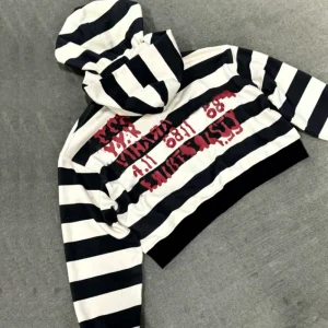 Clothing Manufacturers Custom Printing logo Polyester Cotton Double Layer Hood Stripe Cropped Boxy Zip up Hoodie for Men