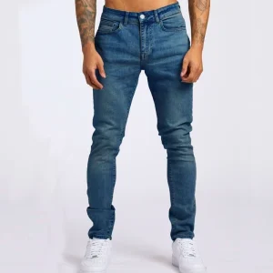 Clothing Manufacturers High Waist Small Leg Slim Fit Black Blue Denim Ripped Jeans Long Pant Trousers for Men’s Jeans