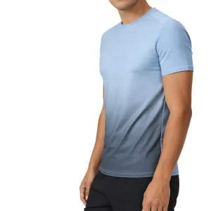 Clothing New Launched Styles Breathable Quick Dry Active Wear Short Sleeves Gradient T-Shirt Gym Fitness Mens Top