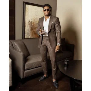 Coffee Latest Design Coat Pant Men Suit for Wedding Groomsmen Casual Outfit Slim Fit Best Man Blazer Costume Homme 2 Pieces