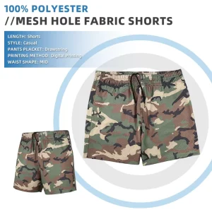 Comfortable Shorts Men Camouflage Shorts Digital Printing Mesh Shorts Breathable Gym Training Shorts Casual Summer Athletic Gear