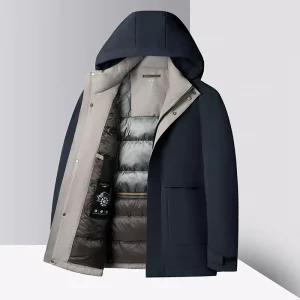 Company Business Uniform Outdoor Solid Color Winter Down Jacket Warm Thick Men’s Jacket Coat Custom Logo Puffer Jacket