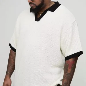 Computer Knitted Large Size Polo Premium Striped Design Plus Size Men’s Shirt with Custom Embroidery