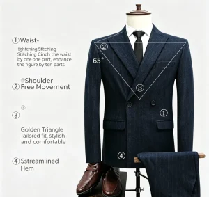 Costume Homme Comfortable Tailored Men’s Suit Two Piece Jacket and Pants Modern Business Look Formal Suits