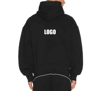 Cotton Black Color Vintage Wash Heavyweight Men’s Oversize Fit Hoodie with Kangaroo Pocket