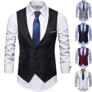 Cotton Elegant Customization Grey Color Dress Men’s Suit Vests for Men