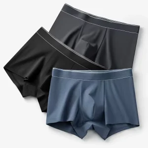 Cotton Mid Waist Knitted Mens Boxer Briefs All Season Solid Color Seamless Breathable Antibacterial Underwear