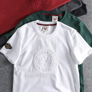 Cotton Outdoor 3D Embossed Short Sleeve Custom 3D Puff Print Plain T Shirt Foam Screen Plus Size Men’s T-Shirts