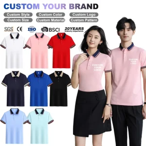 Cotton Polyester Blend Color Block Collar Short Sleeve Men’s Polo Shirt for Summer Vacation and Daily Street Wear