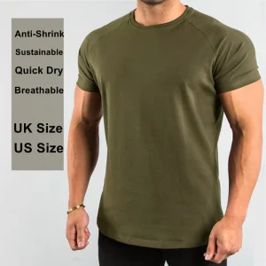Cotton Spandex Custom Gym T Shirt Sports Wear Screen Printing Logo Fitness Muscle Fit T Shirt Men Plain