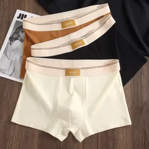 Cotton Striped Mid Waist Cotton Boxers for Men Seamless Loose Men’s Square Corner Pants Men Boxers
