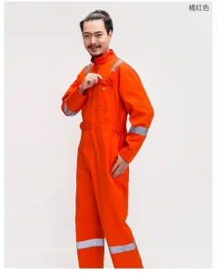 Cotton Workwear Set Men’s Workshop Machine Repair Welding Wear resistant Dustproof Reflective Strip One piece Workwear