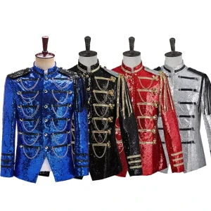 Court Costume Performance Clothing Same Style Men’s Sequin Blazer Adult Host Nightclub DJ