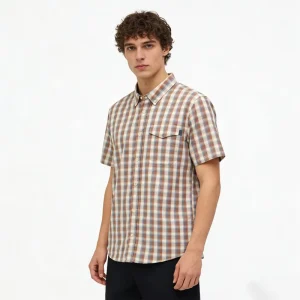 Cowboy Style Western Fishing Shirt Outdoor Soft Lightweight Plaid Print Upf50+ Performance Short Sleeve Men’s Shirts