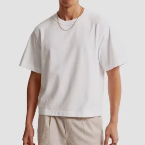 Crop Top Boxy Fit Men’s T-shirt Drop Shoulder Custom Blank Cropped Length 100% Cotton Tshirt