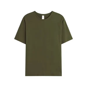 Cross-Border 160g Polyester-Cotton O-Neck Short-Sleeve Loose Fit Men’s Solid Color Workwear T-Shirt Quick-Drying Breathable