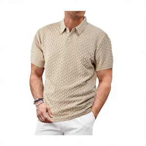 Cross Border Men’s Clothing European American Style Summer Thin Breathable Sweat Wicking Loose Casual Solid Color Shirt