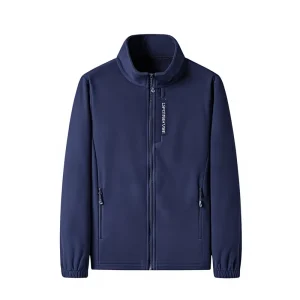 Cross-border High-quality Men’s Casual Fleece Quilted Jacket Spring Turtleneck Collar Loose Fit Large Size OEM Zipper Finished