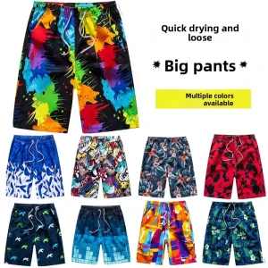 Cross border Outdoor Quick drying Casual Men’s Swimwear 100% Polyester Drawstring Closure Summer Beach Swimming Trunks