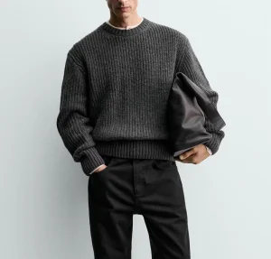 Custom 100% Cotton Crew Neck Men’s Sweater Pullover Long Sleeve Sweater for Autumn