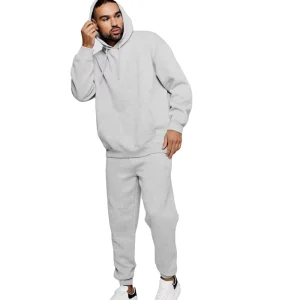 Custom 100% Cotton Oversized Tracksuit Loose Fit Plain Men Jogger Tracksuit Set