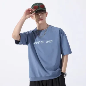 Custom 230gsm 100% Cotton Heavyweight Knitted Plain T-Shirt for Men Oversized Screen Print Plus Size Formal Blank Design Men’s