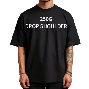 Custom 250gsm Drop Shoulder Graphic Heavyweight T-shirt Luxury Blank Heavy Cotton Streetwear Boxy Tshirts Mens Oversized T Shirt