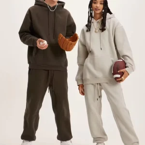 Custom 350 Grams Heavyweight Winter Hoodie Sweatpants Set Streetwear Loose French Fleece Oversized 100% Cotton Hoodie