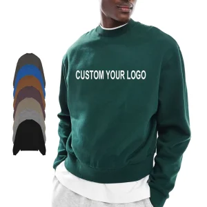 Custom 3D Embroidery Autumn Boxy Fit Crew Neck 400Gsm Cotton Oversized Sweatshirt High Quality Blank Knitted Fabric