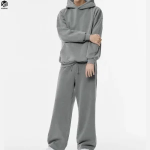 Custom 400GSM 100% Cotton French Terry Heavyweight Hoodie Sweatpants Tracksuit Set Men’s Outdoor Casual Sweatsuits