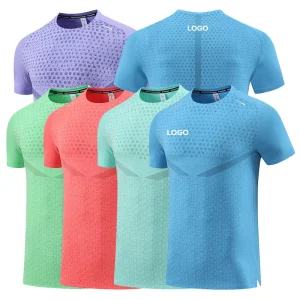 Custom Active Wear Men Running Shirt Gym Wear Men’s Quick Dry Crew Neck T Shirts Windbreaker Training Tops