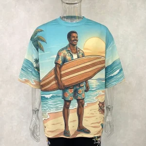 Custom Apparel Manufacturer DTG Print Tee Heavyweight Oversized Boxy Men’s T-shirts All Over Print T Shirt for Men