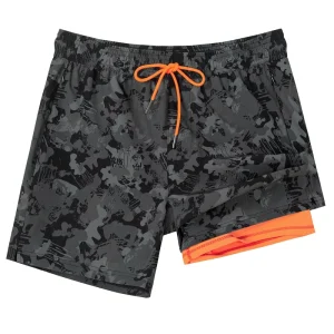 Custom Athletic Workout Swimming Shorts for Men with Compression Liner 2 in 1 Quick Dry Board Shorts Street Style