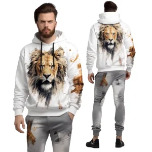 Custom Autumn Winter Men’s Clothing 2 Piece Sets Joggers 3D Lion King Printed Tracksuit Set Plus Size Men’s Hoodies Set