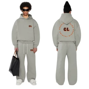 Custom Baggy Oversized Men’s Casual Sports Tracksuit Sweatpants and Hoodie Set