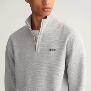 Custom Black Waffle Oversize 1/4 Zip Pullover Funnel Neck Half Zip Sweatshirt Men’s Hoodies