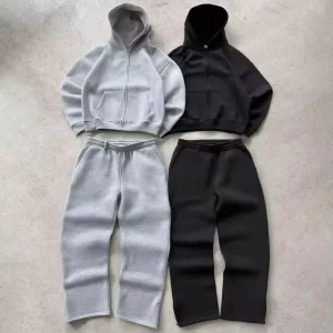 Custom Blank Sweatshirt and Sweatpants Set, 100% Cotton French Terry Hoodie, Men’s Oversized Boxy Fit
