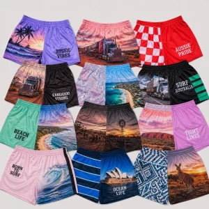 Custom Brand Logo Graphics Sublimation Printed 5 Inch Inseam Rugby Shorts Polyester Quick Dry Elastic Casual Beach Board Shorts