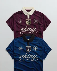 Custom Brand Rubber logo Streetwear Retro Soccer Jersey Regular Fit Knitted 3D Embroidery Polo Collar Soccer Shirts Jersey