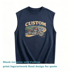 Custom Bulk T Shirt for Men Vintage Retro Style Water Washed Finish Sleeveless Top Heavy Weight