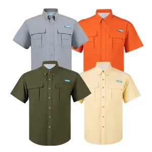 Custom Button up Shirt Mens Fishing Shirts Anti Uv Protection Quick Dry Short Sleeve Button Men Shirts
