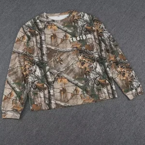 Custom Camouflage Blank DTG Print Graphic Tees Real Tree Camo Drop Shoulder Boxy Cropped Men’s T shirts for Men