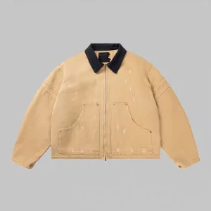 Custom Canvas Jacket High Quality 400gsm 100% Cotton Distressed Canvas Work Jacket Winter Heavyweight Coat Men’s Work Jackets