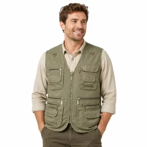 Custom Cargo Vest Lightweight Zip up Sleeveless Workwear Multi-Pockets Practical Fishing Hiking Winter Men Outdoor Vest Uniform